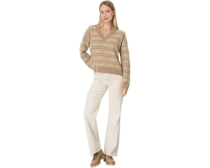 Faherty Highland Fairisle Vneck Sweater из мериносовой шерсти и органического хлопка