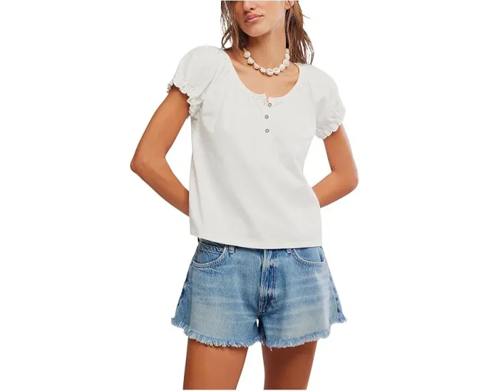 Free People Футболка We The Free Issa с короткими рукавами-буфами