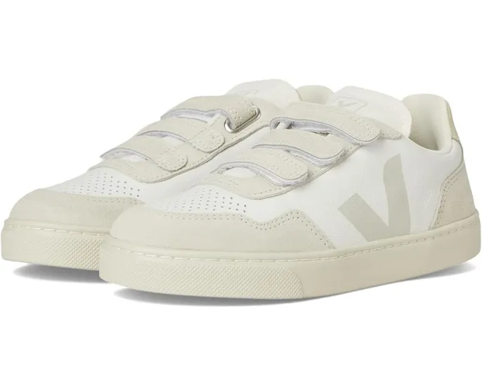 Детские кроссовки VEJA Small V-90 из кожи с застежкой на липучках