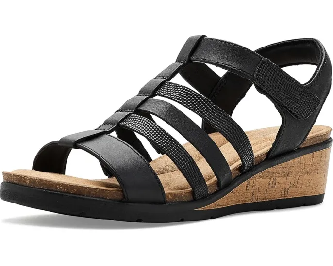 Сандалии Kacha Step Clarks на низком клине с мягкой кожей и стелькой из пенополиуретана
