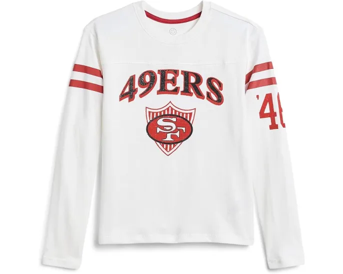 Футболка с длинным рукавом NFL San Francisco 49ers с полосатым кокеткой Junk Food Clothing Kids