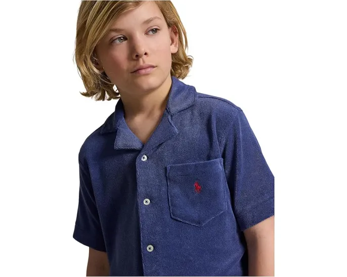 Детская рубашка Terry Camp Shirt от Polo Ralph Lauren в синем цвете
