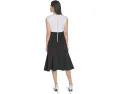 Платье Calvin Klein Scuba Color Block трапеция с V-образным вырезом и короткими рукавами