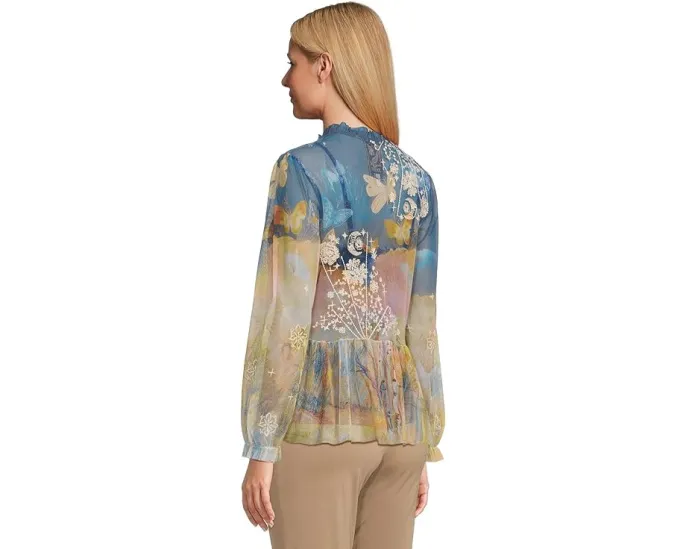 Блуза Johnny Was Charlot Mesh с подкладом и романтичным рюшами