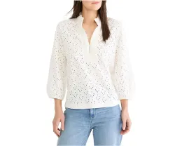 Топ NIC+ZOE Petite с воротником-рюшем и ажурной вязкой