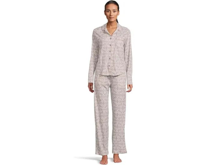 Пижамный комплект Novelty Long Sleeve Girlfriend с атласными деталями Karen Neuburger