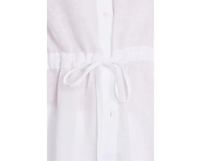 Organic Handkerchief Linen Long Shirt With Drawstrng