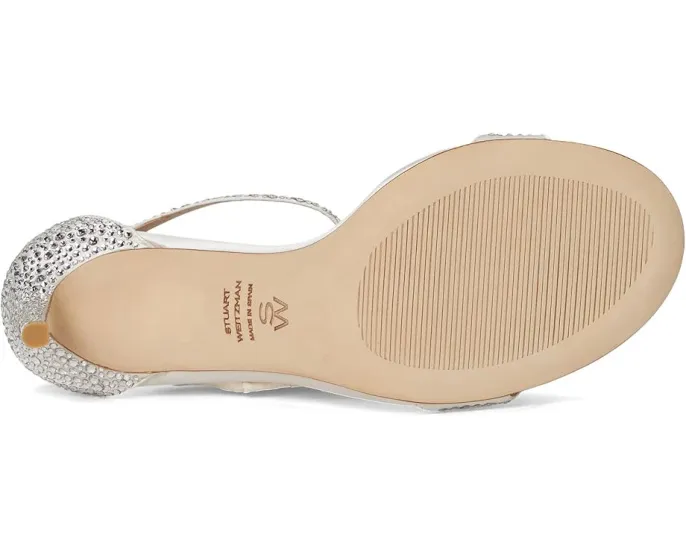 Босоножки Stuart Weitzman Nudist Shine 75 на тонком каблуке с шелковым верхом