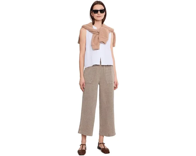 Широкие брюки Splendid Ava из хлопкового газа с эластичным поясом на шнурке