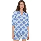 Day Dream Blue Seashell Jacquard Yarn Dyed Stripe
