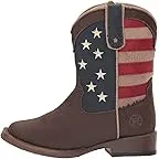 Brown Faux Leather Vamp Stars & Stripes Shaft