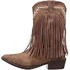 Brown Faux Leather/Vamp Fringe Shaft