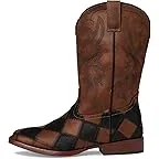 Black/Tan Faux Leather Patchwork Vamp