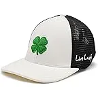Heather White Hat/Black Mesh/3d Green Clover