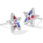 Silver Red White Blue Star Illusion