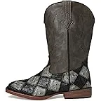 Black/Grey Faux Ostrich Patchwork Vamp