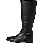 Black Tumbled Leather Wide Calf