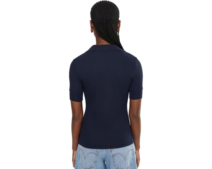 Jersey Elbow-Sleeve Collared Top
