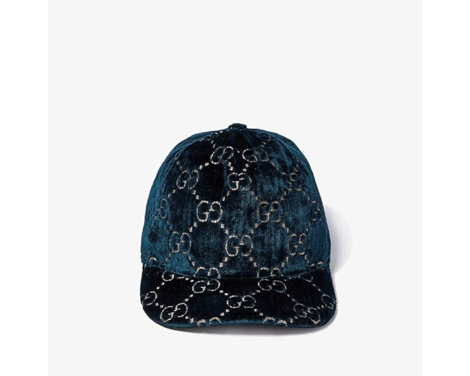 Шляпа Gucci Kids Double GG Velvet с фирменным принтом