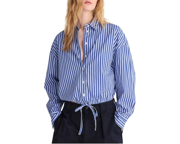 Рубашка на пуговицах Madewell с кулиской из поплина French Blue