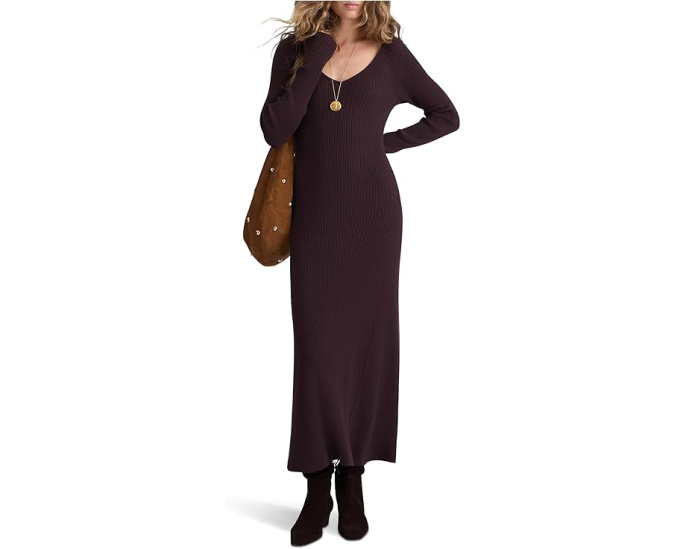 Платье Madewell Nova Vneck Snowy с длинными рукавами и V-образным вырезом