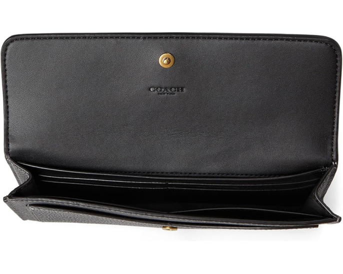 Длинный кошелек-клатч Mila Long Flap из полированной кожи от COACH