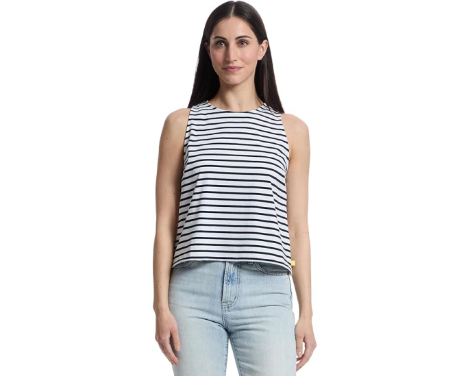 Топ Lilla P Mixed Media Tank с лодочкой и полосками спереди