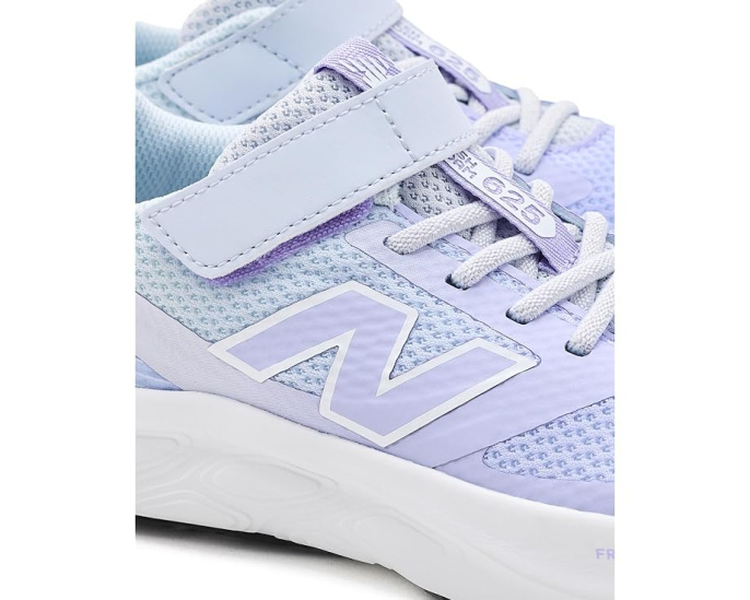 New Balance 625 детские кроссовки на липучках фиолетовые с дышащей сеткой