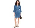 Короткое платье Tommy Bahama из денима с рукавом 3/4 и поясом