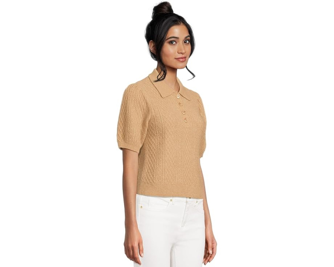 Mixed Stitch Elbow Sleeve Polo