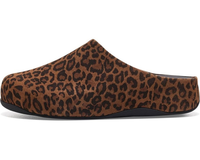 Мюли FitFlop Shuv из замши с леопардовым принтом