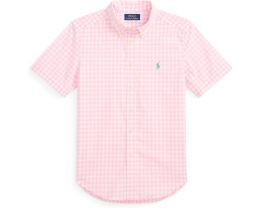 Рубашка Polo Ralph Lauren Kids в полоску из хлопкового поплина с вышитым пони