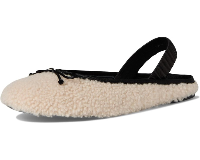 Балетки Stuart Weitzman Prima Bow Shearling Slingback с мехом и бантом