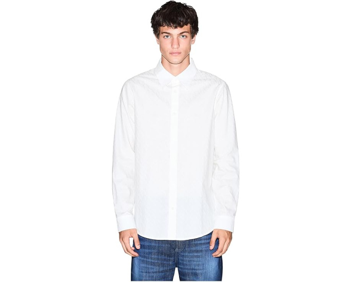 Рубашка Armani Exchange Cotton Jacquard Button Down с жаккардовым принтом