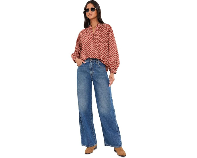 Топ Faherty Coastal Poplin Eleanor с V-образным вырезом