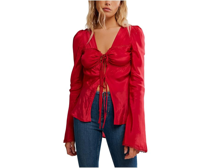 Топ Free People Bali Ariel с V-образным вырезом и вышивкой