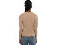 Rib-Knit Long Sleeve V-Neck Top