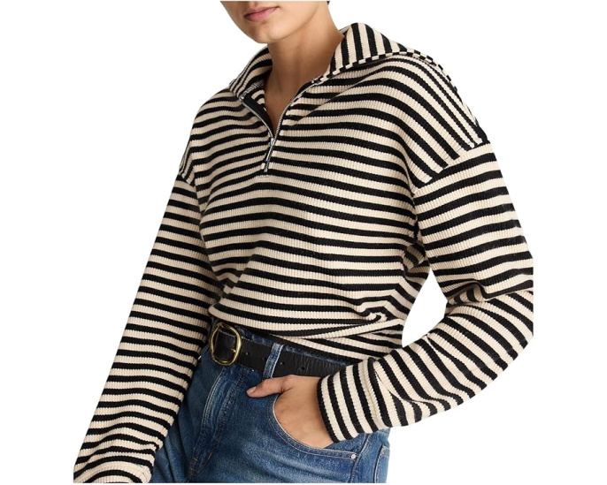Куртка полузастежка-молния Madewell в полоску