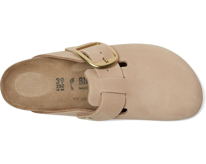 Клоги Birkenstock Boston Big Buckle из нубука с пробковой стелькой