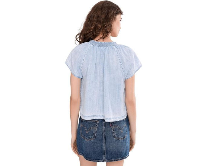 Блуза Splendid Meadow Indigo с вышивкой и короткими рукавами