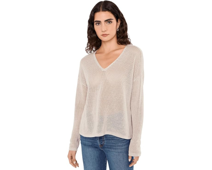 Органический льняной хлопковый свитер Eileen Fisher с V-образным вырезом