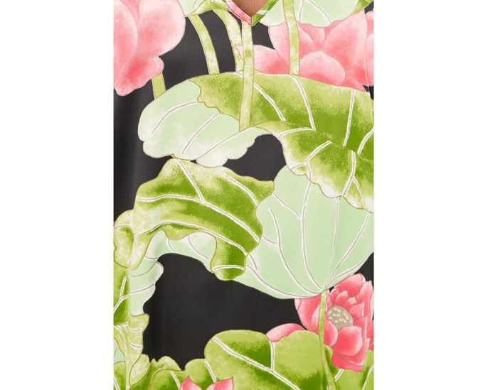 Кафтан N by Natori Ascendant Lotus из сатина с принтом и разрезами по бокам