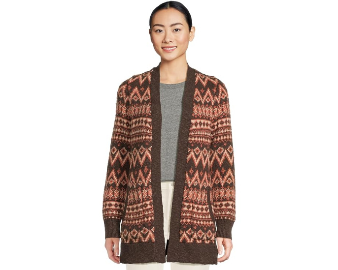 Кардиган L.L.Bean Cotton Ragg Sweaters Open Cardigan Fair Isle с рисунком и приталенным кроем