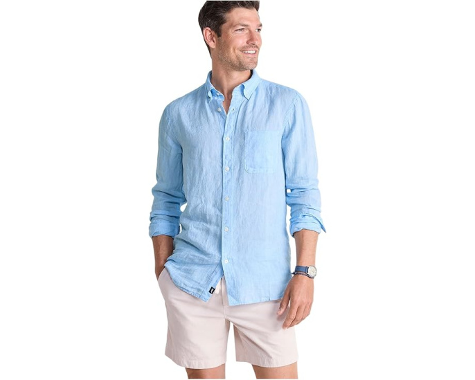 Рубашка Surfside из натурального льна Vineyard Vines с отложным воротником
