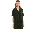 Рубашка Eileen Fisher Woven Plisse с отложным воротником Зеленая
