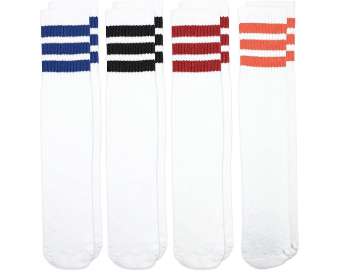 Boys' Girls Unisex Stripe Assorted Knee High Tube Socks 4 Pack