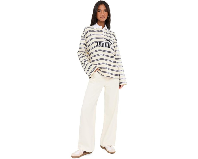Лонгслив Puma Essentials Elevated No.1 Logo Oversized Striped Rugby Polo поло с полосатым принтом