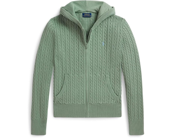 Детская хлопковая кофта Polo Ralph Lauren с капюшоном и мелким косами