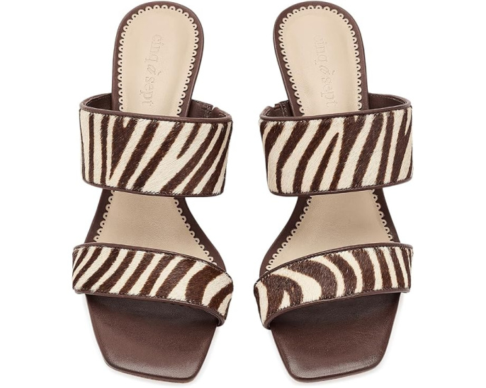 Босоножки Sutton Zebra Haircalf от Cinq à Sept с квадратным носком
