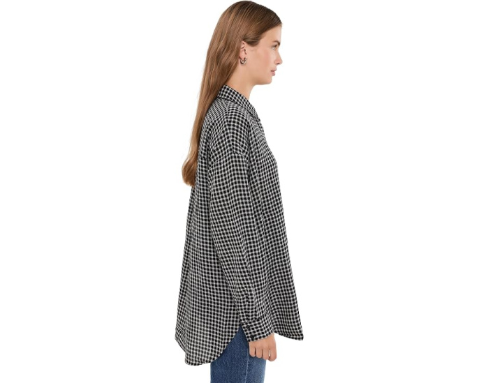 Блузка Petite Wool Cotton Check Classic Collar Shirt от Eileen Fisher